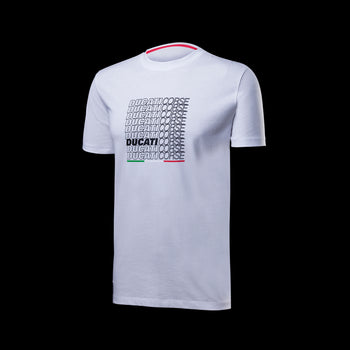 T-shirt bianca da uomo con stampa logo Ducati Corse Strada, Abbigliamento Sport, SKU a722000223, Immagine 0